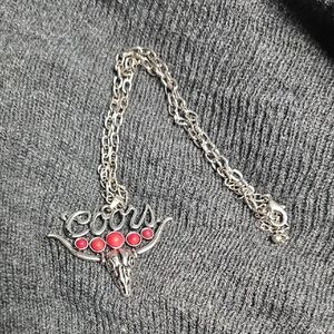 Silver and Red Pendant Necklace